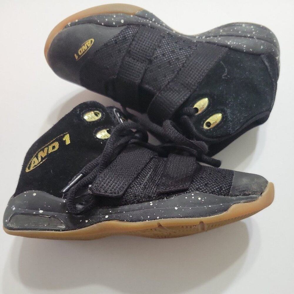 And1 Chosen One II Sneaker Boy 12 Shoe High Top Black Adjustable Strap Comfort
